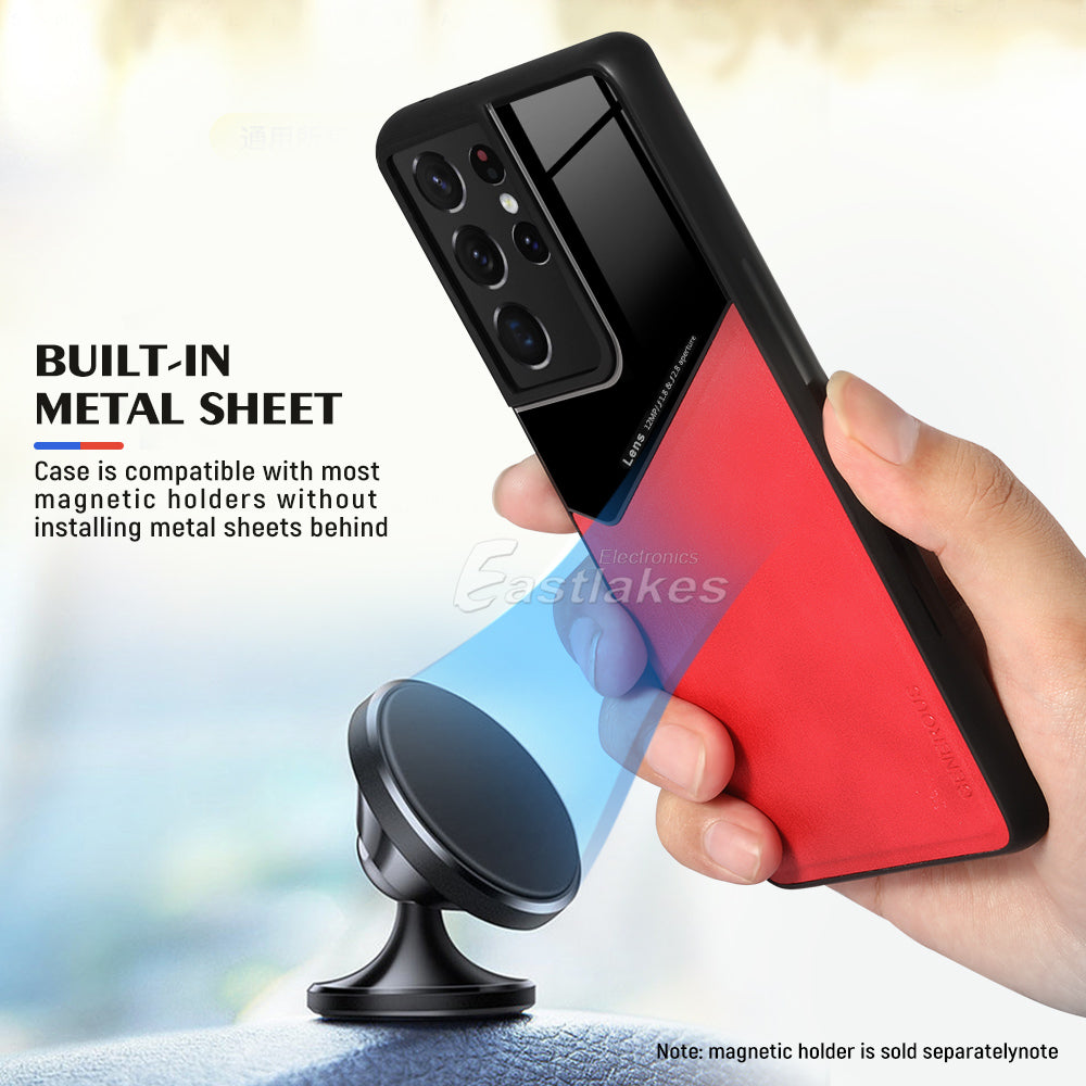 Samsung Galaxy S21 S22 Series Case Leather Shockproof Case W/ Magnetic Holder - Eastlakes Electronics